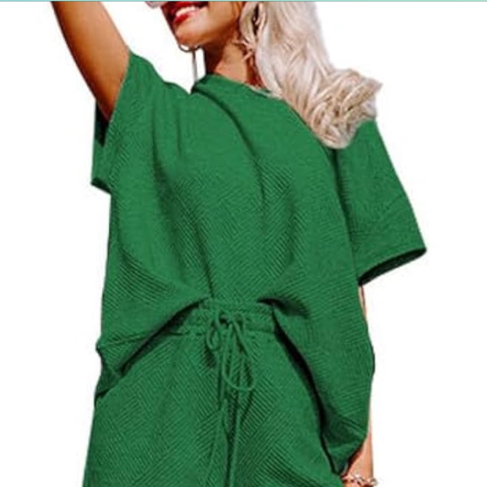 Kelly Green Ribbed Sweater Blouse